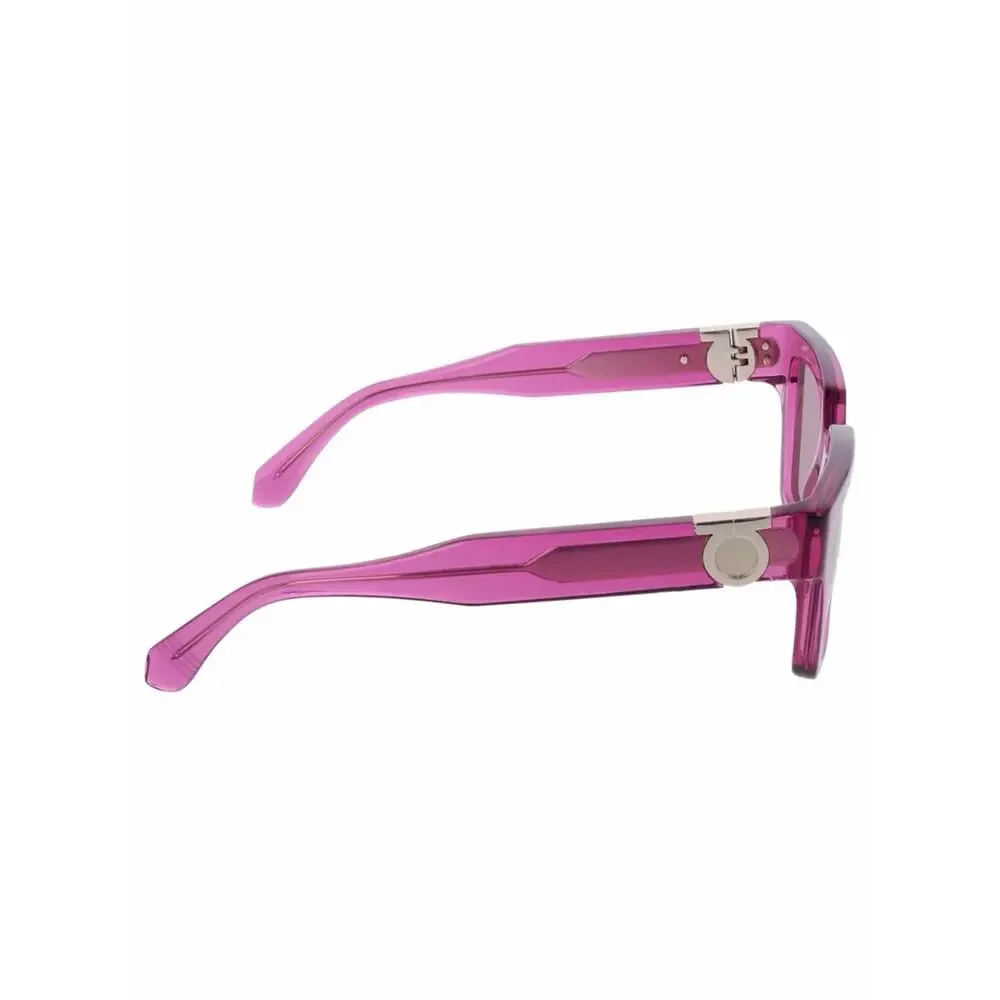 New Salvatore Ferragamo SF2066S 665 Transparent Fuchsia Square Sunglasses